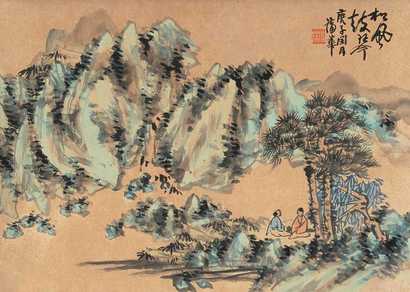 蒲华 1900年作 松风鼓琴 立轴